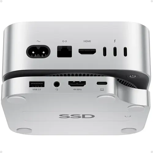PULWTOP Mac Mini M4 USB-C Hub 9-in-1 with M.2 SSD Case & Stand