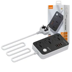 LDNIO SC3412 38W Power Strip – 3 AC Outlets + 3‑Port USB Charger