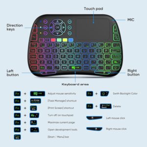 M9 Bluetooth Mini Wireless Keyboard – 7-Color Backlit, 2.4G Air Mouse Remote & Touchpad & Voice Command