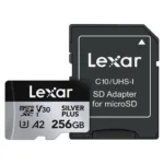 Lexar Silver Plus 256GB Micro SD Card Up to 205MB/s Read, 150MB/s Write, microSDXC UHS-I U3 V30 A2 Class 10 with Adapter, 4K UHD Memory Card