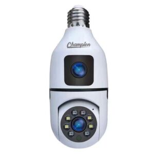Champion Double Lens PTZ Bulb WiFi IP Camera 2MP – 360° Wireless Security Cam with Night Vision