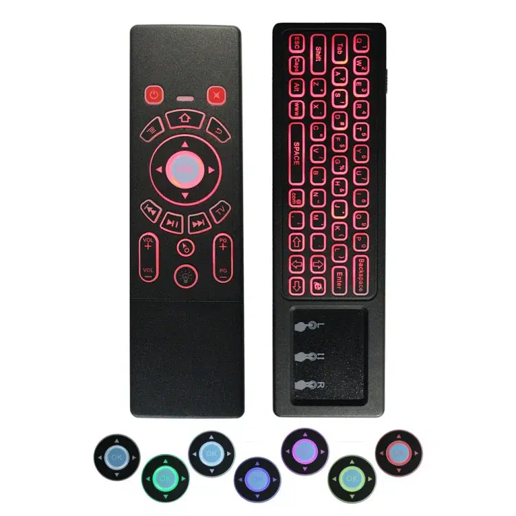 T6C Air Mouse 2.4GHz Wireless Remote – 7-Color Backlit Mini Keyboard with Touchpad & Rechargeable Battery - Image 2