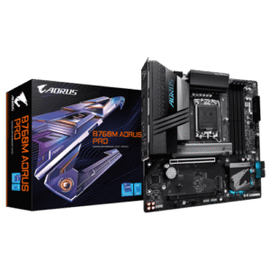 GIGABYTE B760M AORUS PRO M-ATX Motherboard – LGA1700 Intel B760 DDR5, Dual M.2, PCIe 4.0, USB 3.2 Gen 2x2, 2.5GbE LAN