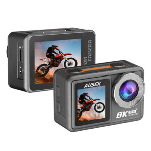 Ausek AT-M86TR 8K Action Camera – Waterproof 170° Wide Angle Remote Control Sports Cam