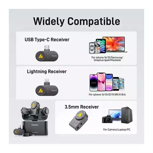 Maono Wave T5 Wireless Lavalier Microphone Combo – Dual Transmitters, Noise Cancellation - Image 4