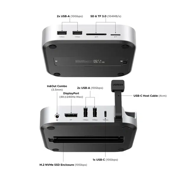 UGREEN CM481 65488 Mac Mini M4 Docking Station – 9‑Port Hub with NVMe SSD Enclosure - Image 2