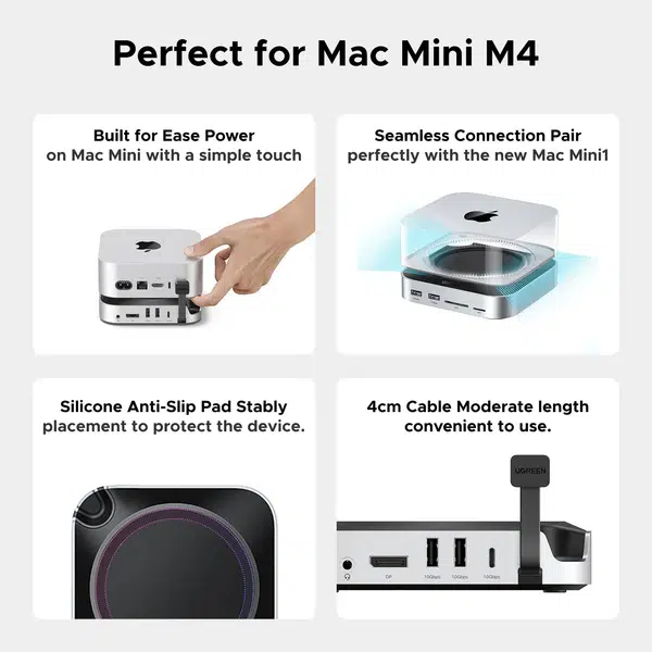 UGREEN CM481 65488 Mac Mini M4 Docking Station – 9‑Port Hub with NVMe SSD Enclosure - Image 4