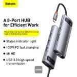 Baseus Metal Gleam Series 8‑in‑1 Multifunctional Type‑C HUB Docking Station (model: CAHUB‑CV0G) - Image 4