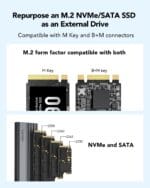 Lexar E350 M.2 SSD Enclosure M.2 Nvme SATA 2 in 1 Portable Solid State Drive - Image 3