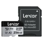 Lexar Silver Plus 256GB Micro SD Card Up to 205MB/s Read, 150MB/s Write, microSDXC UHS-I U3 V30 A2 Class 10 with Adapter, 4K UHD Memory Card