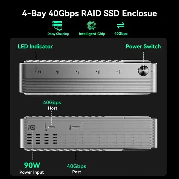 Acasis EC-3901 40Gbps 4 Bay M.2 NVMe RAID Enclosure with Thunderbolt 4/3 - Image 5