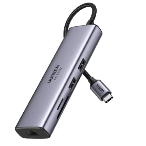 cm512-01-500x500-1-1.webp UGREEN CM512 USB-C 7in1 Hub with 4K 60Hz HDMI SD/TF Card Reader PD Charging –60515 - Image 1
