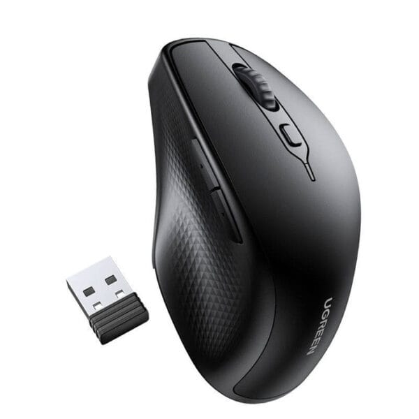 UGREEN MU101 25440 Ergonomic Wireless Mouse – Dual Mode Bluetooth & 2.4GHz, Silent Click
