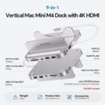 PULWTOP BS212D Mac mini M4 Vertical Dock 9-in-1 USB-C Hub & SSD Enclosure - Image 4